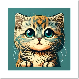 Kitten Colorful Art Gifts for Cat Lovers, Cat Dad, Cat Mom Posters and Art